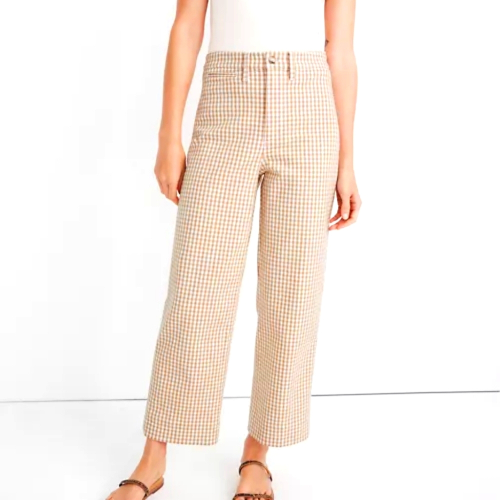 Slim Emmett Wide-leg Pants Gingham Check